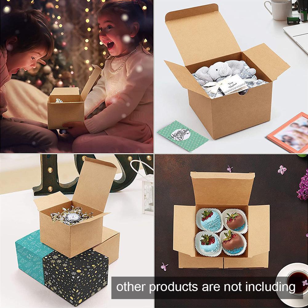 20pcs/set Square Kraft Paper Packaging Box Empty Box Paper Carton Cardboard Box Boxes Wedding Candy Party C5e5