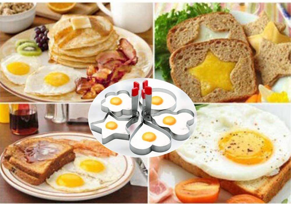 4 Estilo de acero inoxidable huevo frito molde de cocina creativa no-Stick huevo de formador de tortilla molde cocina Gadgets Herramientas de cocina