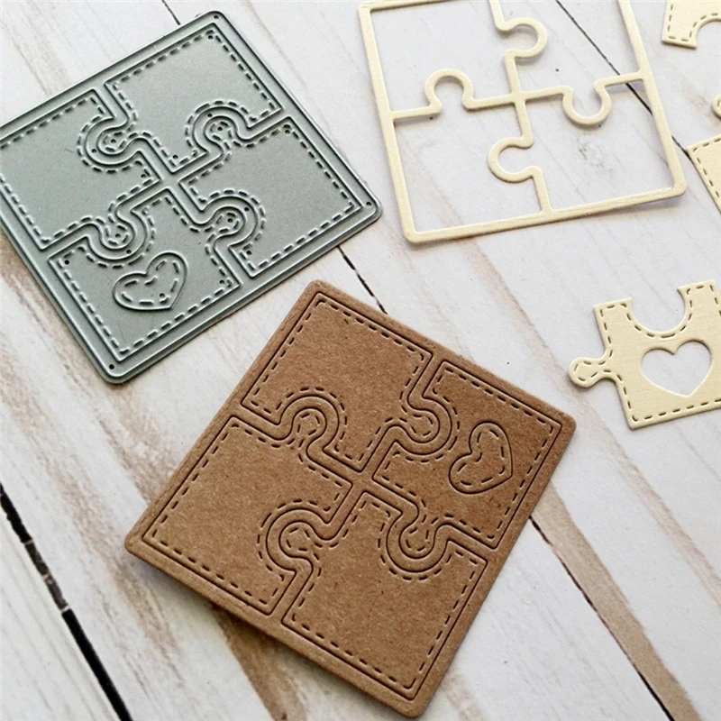 Matrices de découpe en métal pour Scrapbooking, pour la fabrication de cartes, bricolage, coupes de gaufrage, matrice artisanale, couverture de Puzzle en forme de cœur