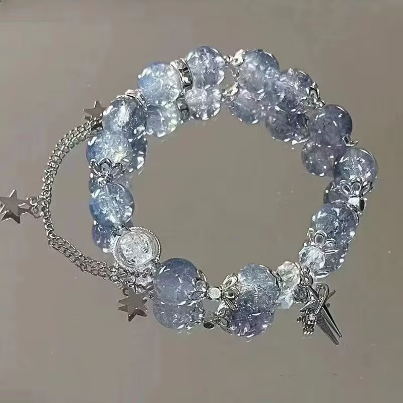 Simples verde pipoca pulseira de cristal para mulheres meninas coreano ins flor raposa pena borla pulseiras amizade jóias presentes: vermelho-escuro