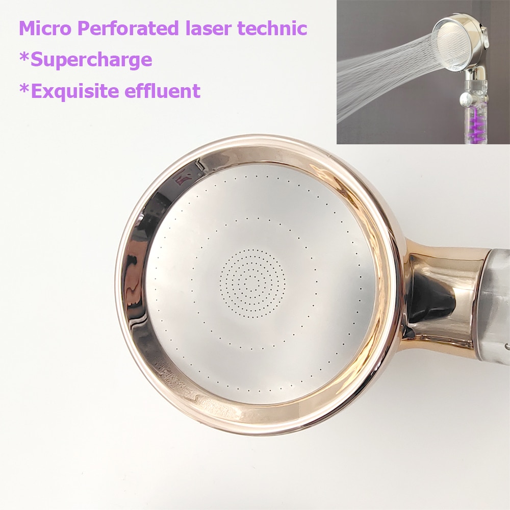 Zloog ABS Bathroom Handheld Shower Head with Stop Button Pressurized Turbo Nozzle Water Saving High Pressure Fan Shower Head