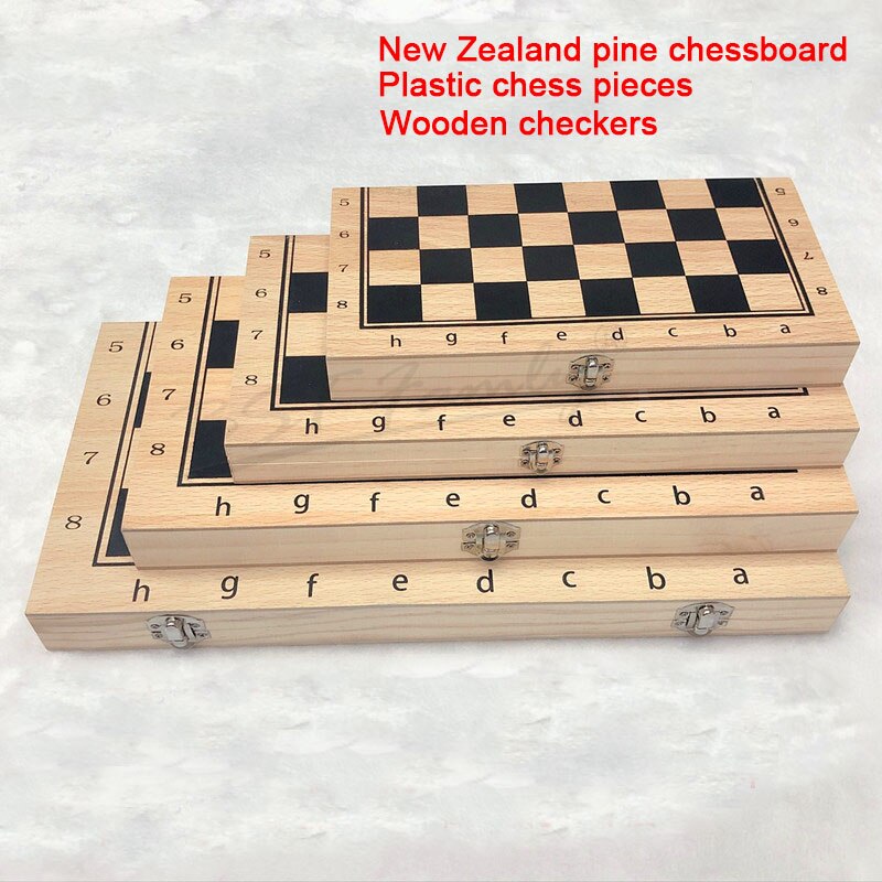 3 in 1 Chess Game Backgammon Checkers Chess Set Plastic Chess Pieces with Wooden Foldable Chessboard for Toy or
