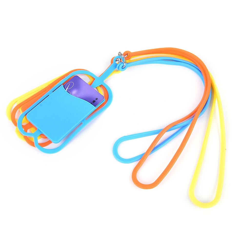 Iskybob Mobiele Telefoon Silicone Wallet Case Credit Id Card Bag Holder Pocket Met Lanyard Om Telefoon Sticker Kaart Pouch