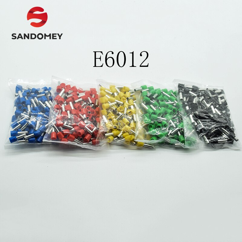 E6012 Tube insulating terminals 6MM2 Cable Wire Connector Insulating Crimp Terminal Insulated Connector 100PCS/Pack
