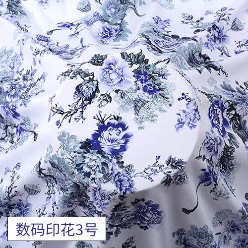 High Grade Digital 3D Printing Cotton Silk Fabric Dress Brocade Sewing By The Meter Floral Plant Color Geometric Printed DIY: Digital printing3