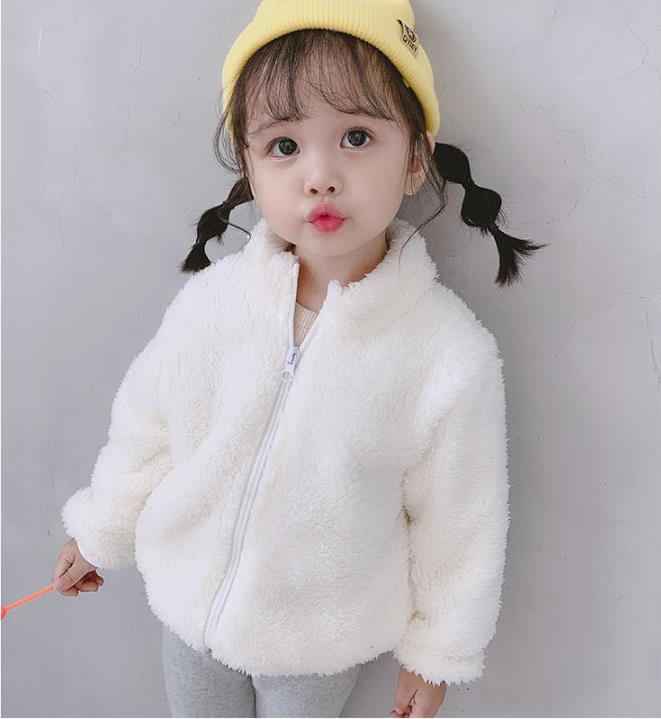 1pc Peuter Kids baby jongens meisjes fleece jacket winter warme jas: WHITE / 6m