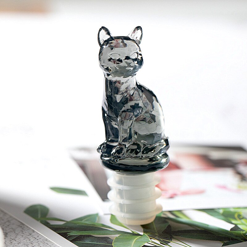 Tapón de botella de vino Animal, tapón de silicona para champán, tapa con sello para perro y gato bonito
