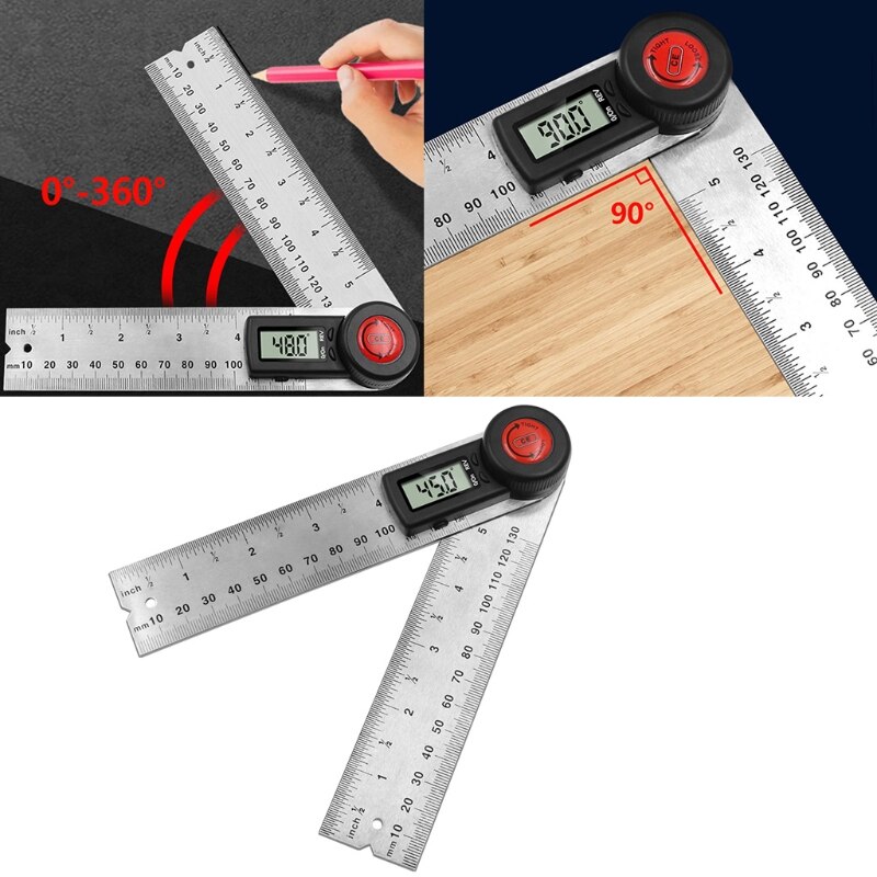 360 Degree Stainless Steel Digital Angle Ruler Gauge Finder Meter Protractor Measure Compatible with Woodworking
