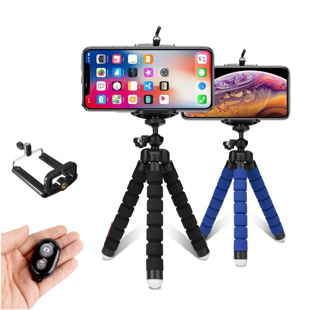 Flexibele Spons Octopus Mini Statief Met Bluetooth Remote Shutter Voor Iphone Mini Camera Statief Telefoon Houder Clip Stand