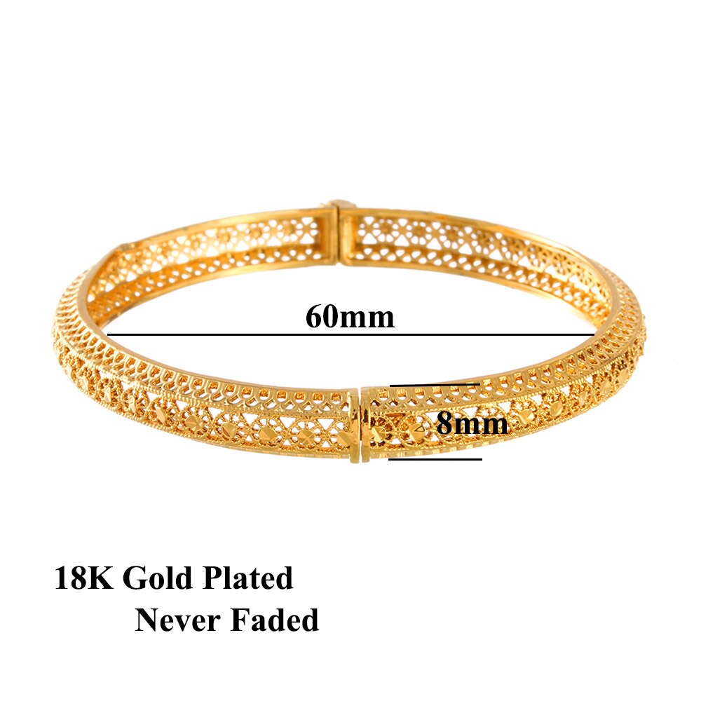 Turkish Bangles Gold Color Bangles for Women Bride Wedding Bangles Muslim Bracelets Indian/France/African/Dubai Jewelry: D
