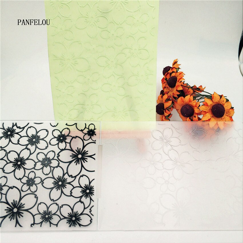 Panfelou cherry blossom embossing mappar plast för scrapbooking gör det själv mall fondant tårta fotoalbum påskkort gör