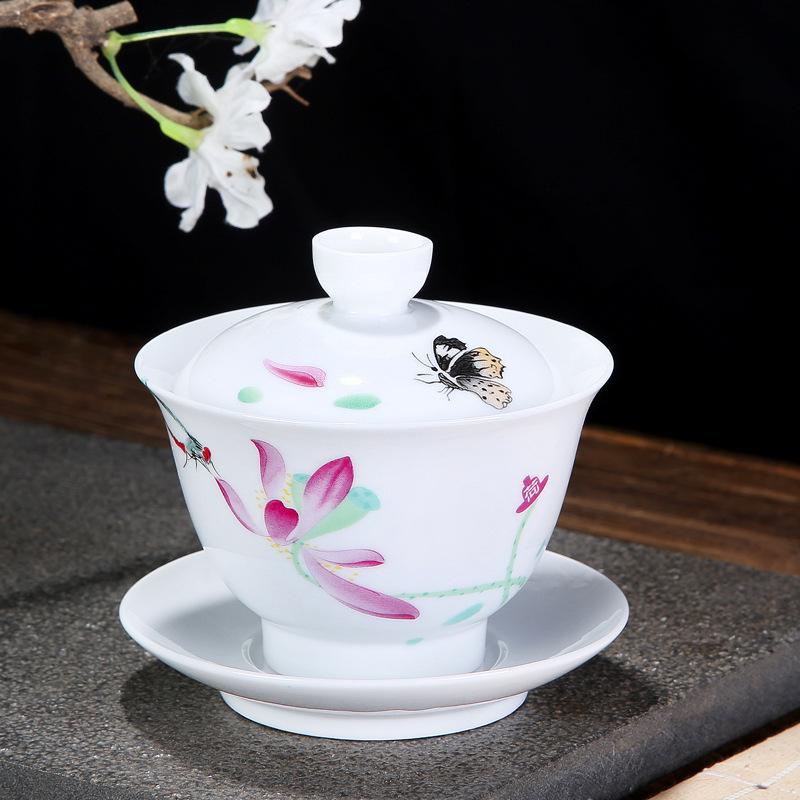 Chinese Tradition Gai Wan Tea Set Bone China Tea Sets Gaiwan Tea Porcelain Pot Set For Travel Ceramic Beautiful And Easy Kettle