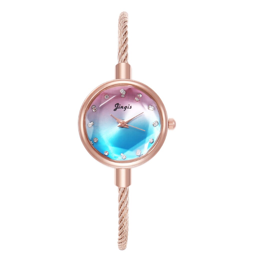 Lvpai Brand Ladies Watch Small Watch Rose Gold Bangle Bracelet Geometric Glass Surface Women Watches Dress Clock Relogio *A: Blue