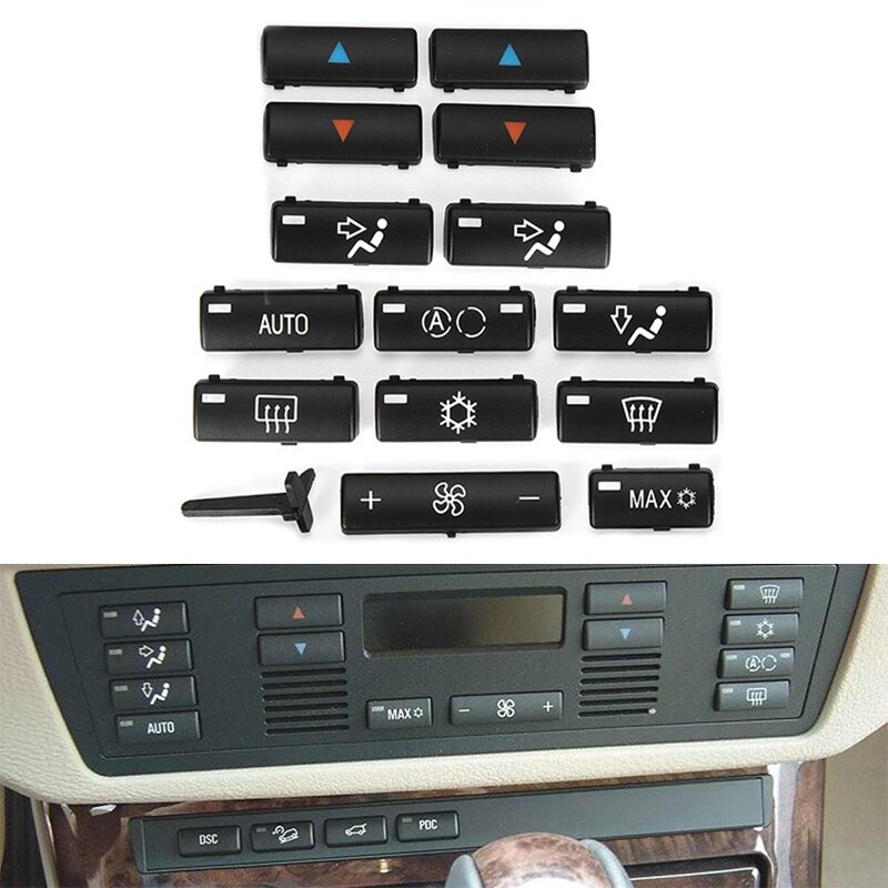 14 Knoppen Key Caps Vervanging Klimaat Een/C Control Bedieningspaneel Schakelaar Knoppen Cover Caps Voor Bmw E39 E53 525i 530i 540i M5 X5