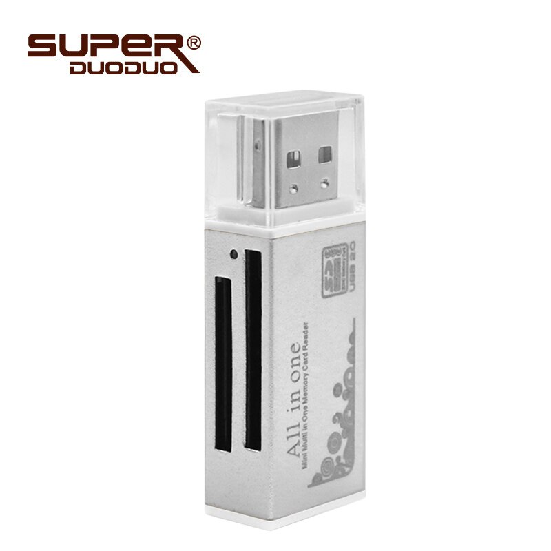 de USB 2,0 en 1 Multi adaptador de lector de tarjeta de memoria Micro SD SDHC TF M2 MMC: silver