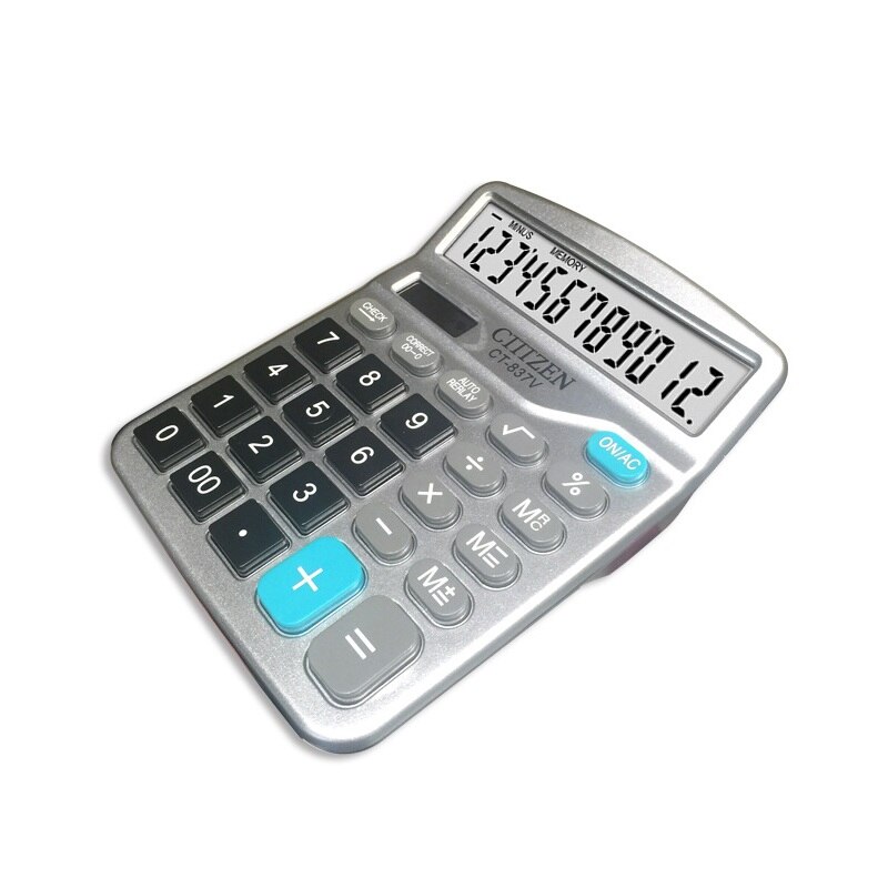 12 Digit Desk Calculator Large Buttons Financial Business Accounting Tool white big buttons battery