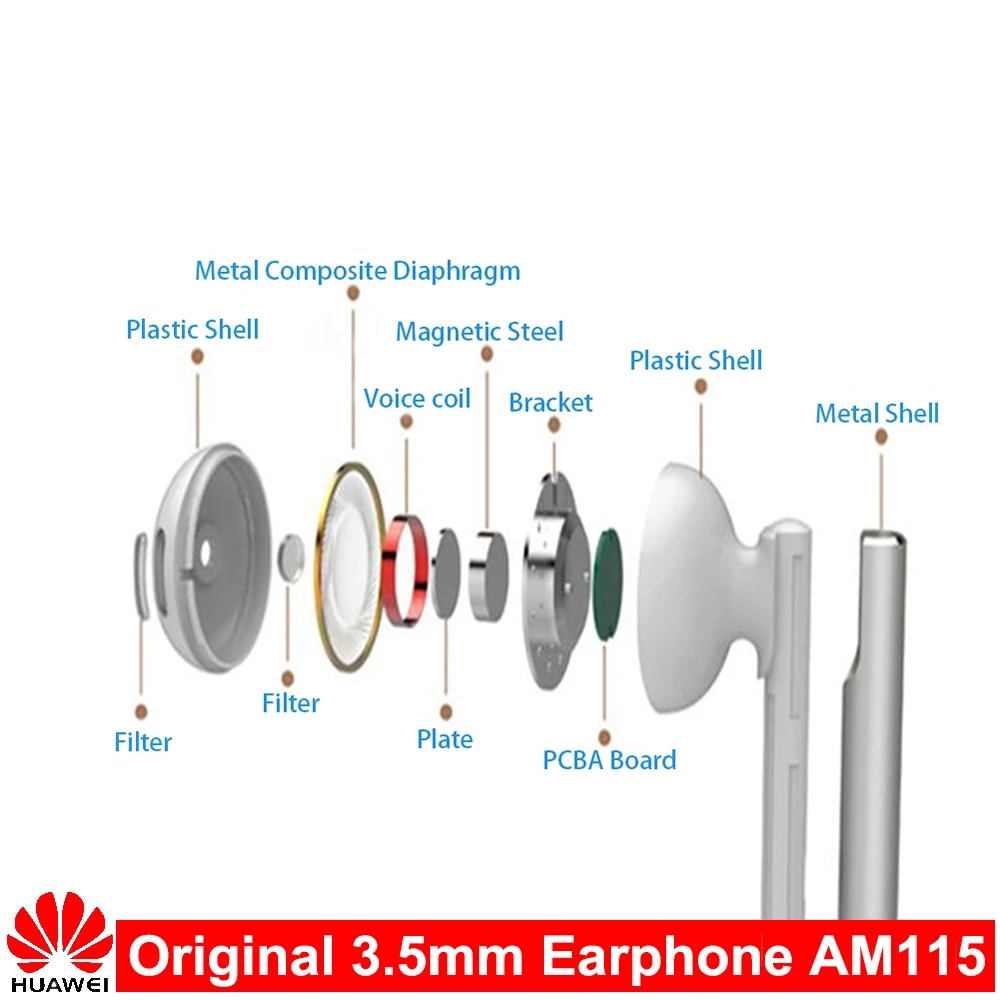 Voor Huawei AM115 Headset Met 3.5Mm In Ear Oordopjes Oortelefoon Speaker Bedrade Controller Voor Huawei P10 P9 P8 Mate9