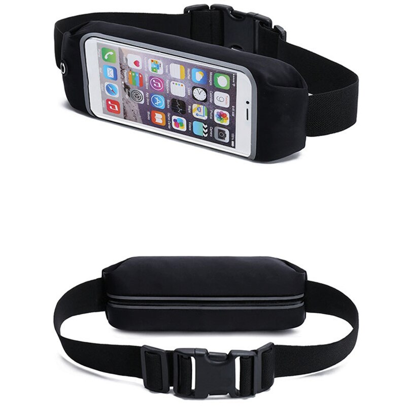 Sports Running Waist Bag Outdoor Jogging Belt Waterproof Phone Bag Case Gym Waist Holder Cover: Black