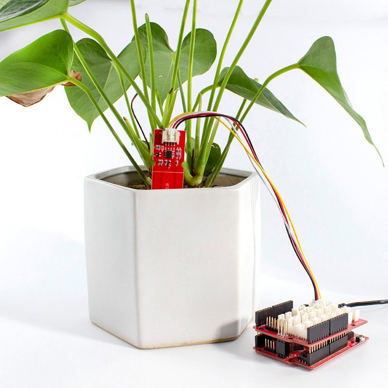Elecrow-Sensor capacitivo de humedad del suelo para Arduino, sensores de medición de humedad del suelo para Kit de planta de riego inteligente, bricolaje, 5 unids/lote