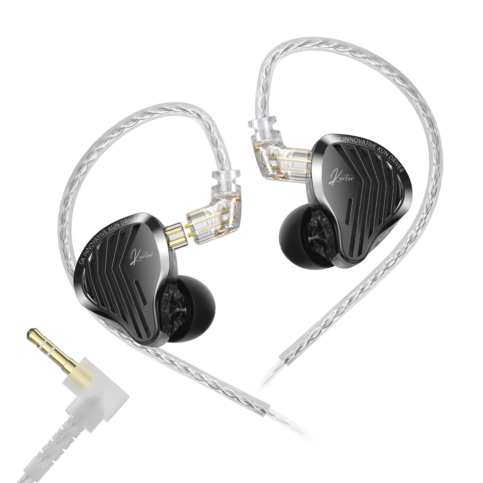 GK KUNTEN HiFi Bedrade Koptelefoon Zware Bas 3.5mm Type-C Dual Zilveren Kabel In-Ear Oordopjes met Microfoon voor Gaming Muziek PK KZ: WIT