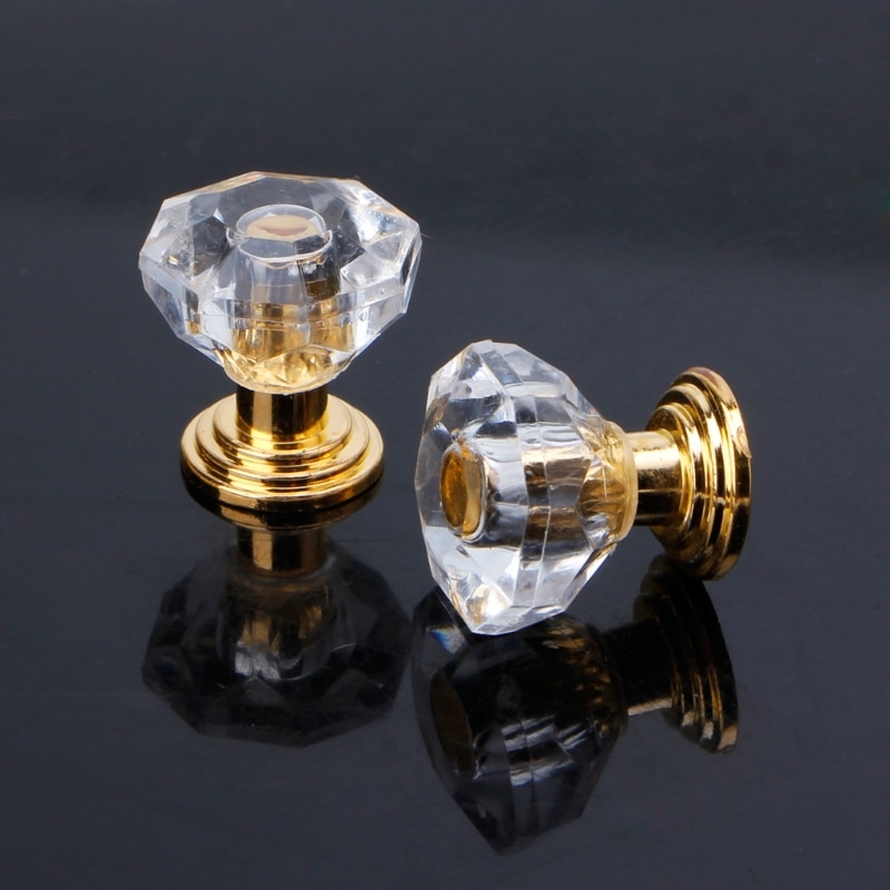 10PCS Diamond Shape Crystal Glass Cabinet Knob Drawer Pull Handle For Jewelry Box Cabinet