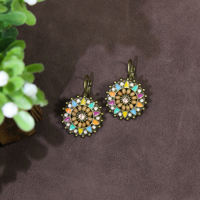 Pendientes étnicos Vintage bohemios con forma de gota para mujer, aretes largos bohemios con cuentas y borlas de madera, aretes redondos geométricos de hojas y flores, joyería: PALLADIUM