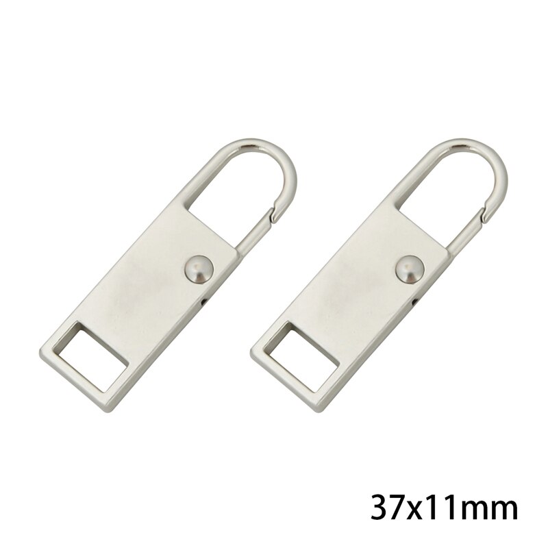 Kit de réparation de fermeture éclair en métal noir, 2 pièces, fermeture éclair éclair, extracteur pour curseur de fermeture éclair, bricolage, couture artisanale: 37x11mm Silver