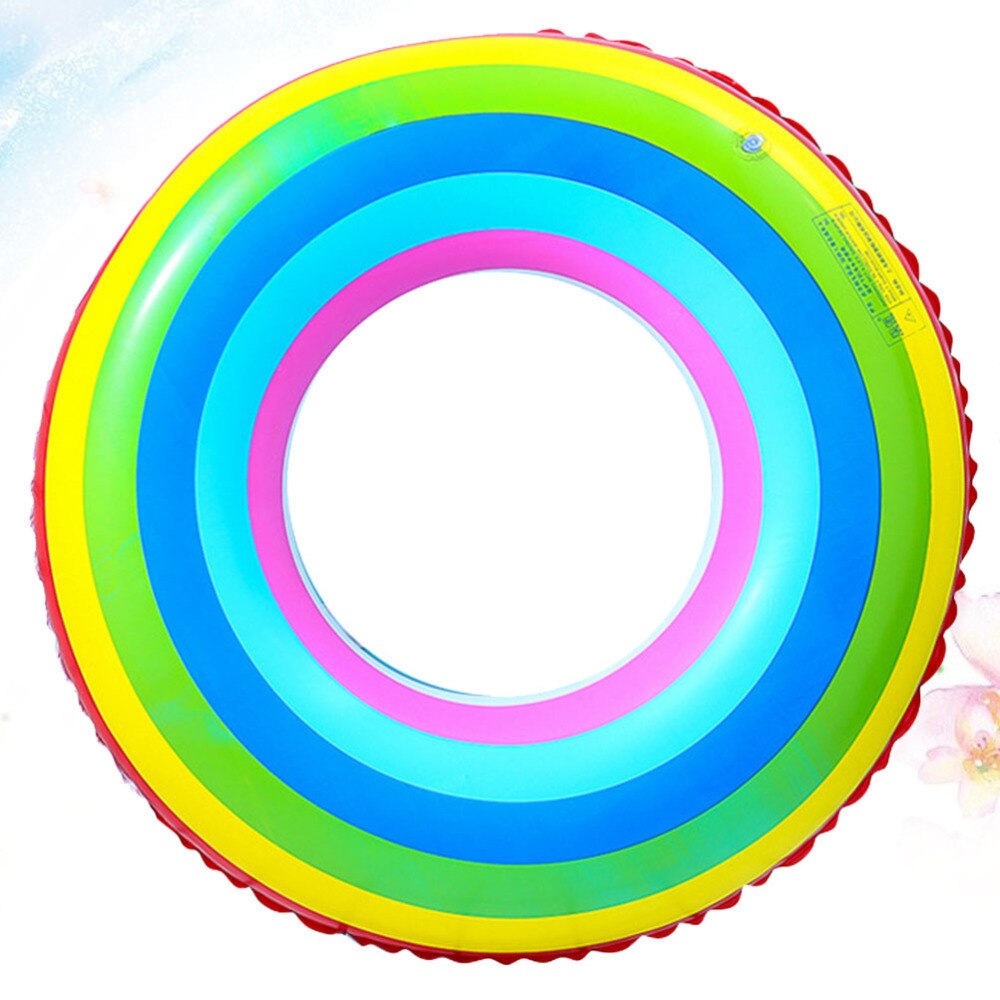 80cm Thicken Swim Ring Double Layers Inflated Swim Ring Water Floating Ring Colorful
