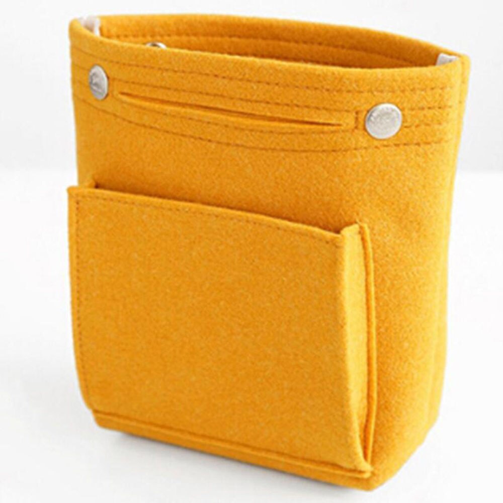 Portable Multifunction Travel Cosmetic Bag Large Capacity Purse Organizer Felt Bag Handy Handbag Portable Pouch Bags Cases: yellow