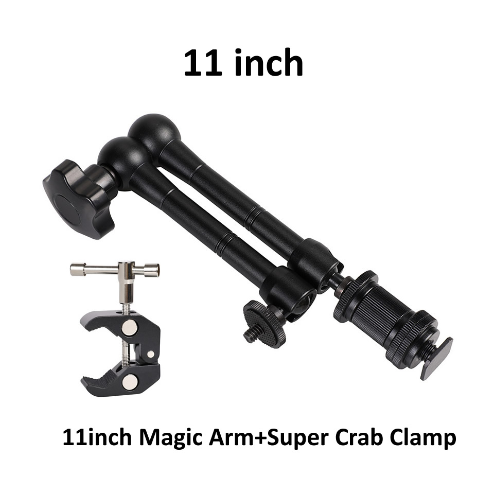 7/11/20 Inch Metal Articulating Magic Arm Super Clamp Holder Stand for DSLR Camera Photo Studio Photography Accessories Prop Kit: Silver