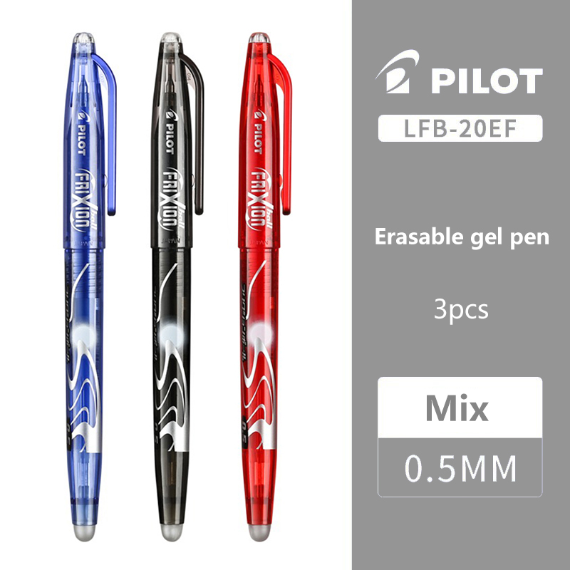 3pcs PILOT Erasable Gel Pens LFB-20EF Frixion 0.5mm for Writing Red Blue Black School Office Supplies Japanese Stationery: Dark Khaki