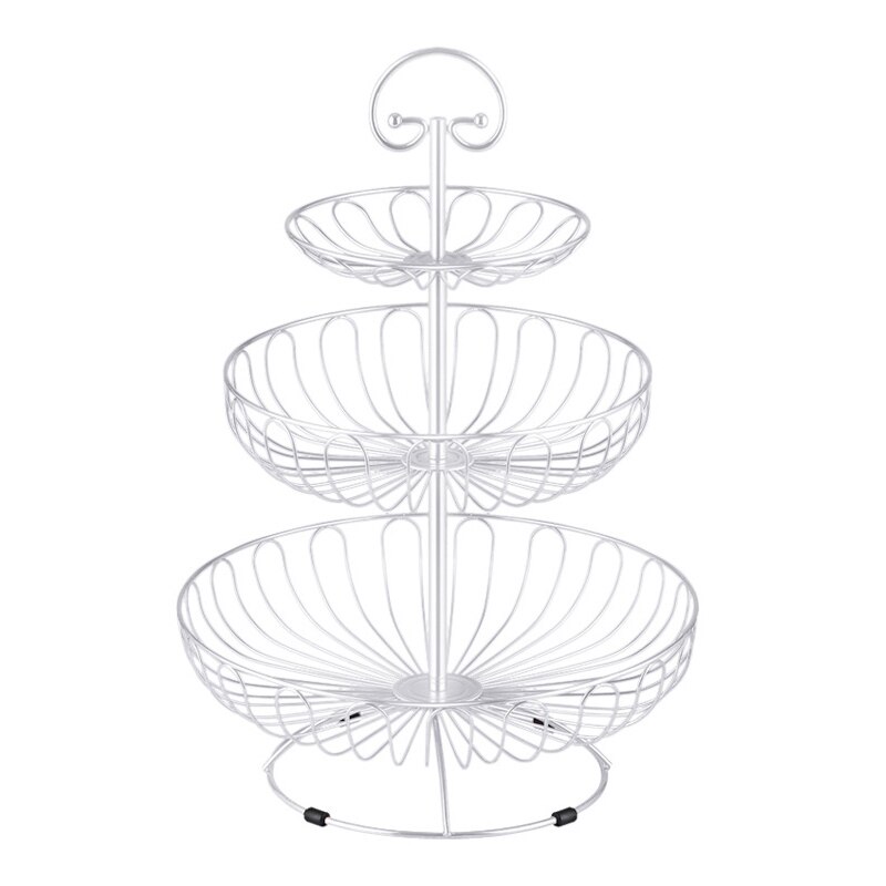 Montage 3 Tiers Metalen Fruit Serveren Kom Mand Aanrecht Display Fruit Groenten Opslag Stand Snacks Houder Voor Partijen: White