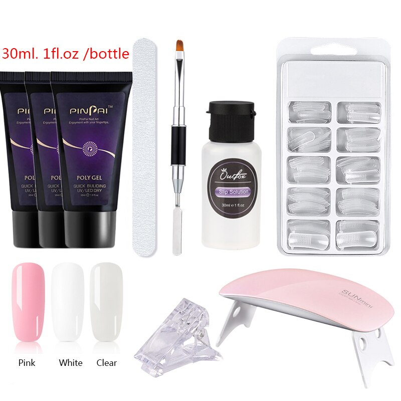 Poly Nagel Gel Kit Mit UV Lampe Für Verlängerung Set Maniküre Acryl Hybrid UV Gel Polnischen Kunst Lack Set Schnell builder Permanant: 9