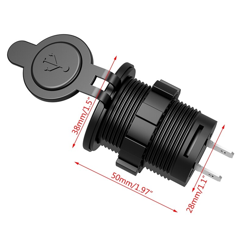 IP66 Water Proof 12V DC 2 USB Motorcycle Cigarette Lighter Socket Charger Connector and Fuse Converter Plug for Car Moto Boat 5V