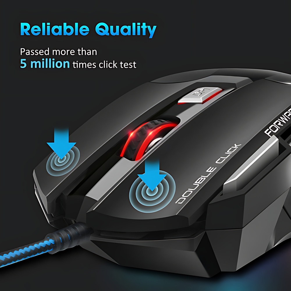 STONEGO-ratón ergonómico para Gaming, Mouse con cable USB, 5500 DPI, con retroiluminación LED, 7 botones, para PC y portátil