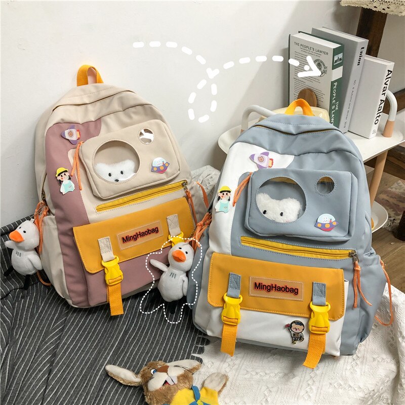 Kawaii Nylon Vrouwen Rugzak Mode Waterdichte Rugzak Voor Tienermeisjes Schooltas Leuke Student Boekentas Reizen Mochila