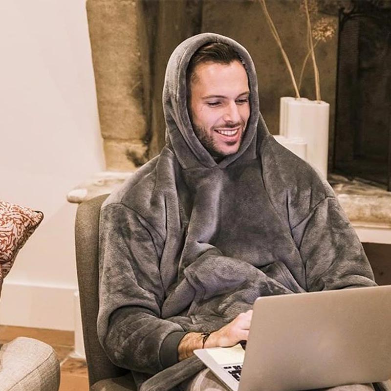 Winter Oversized Hoodie Blanket Adult and Children Plush Fleece Sherpa Weighted Blanket With Sleeves Wearable TV Blanket Hoodie