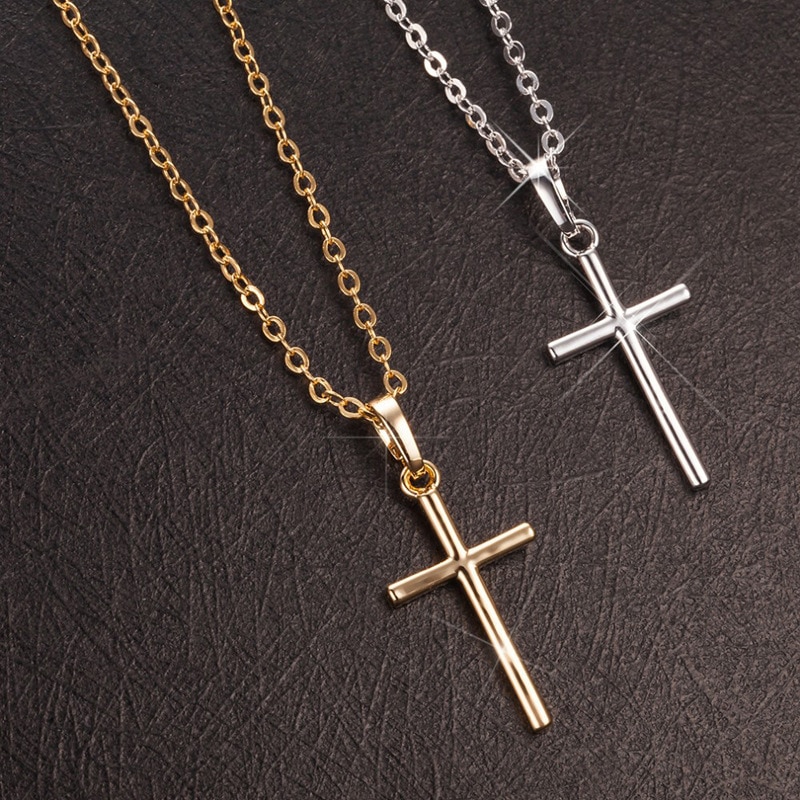 Sieraden Hanger Kettingen Kruisbeeld Christelijke Ornament Eenvoudige Mode Cross Collier Voor Vrouwen Mannen Luxe Dames