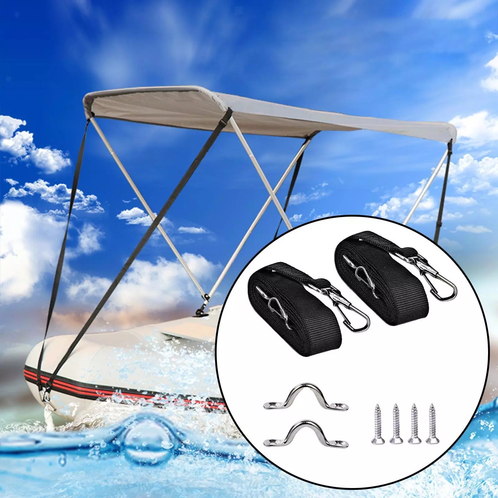 Adjustable Boat Canopy Heavy-Duty Easy-Install Nylon Bimini Top Uv-Protected Canopy Cover for Sun Protect