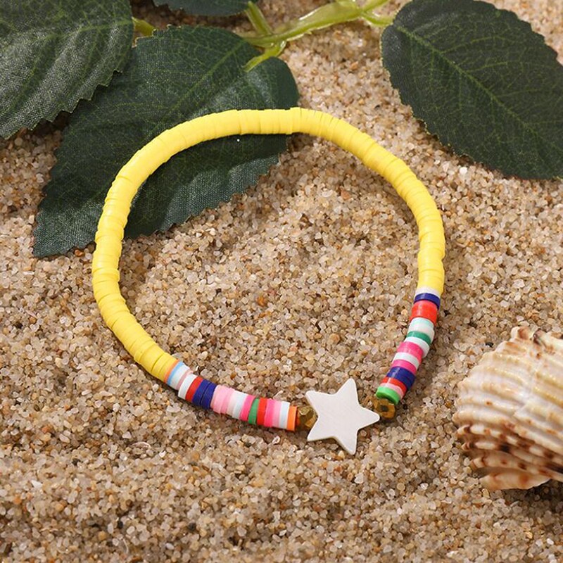 Afrikanske perle perle halskæde kvinder mænd boheme farverig ler heishi choker halskæder boho handamde smykker: Gul