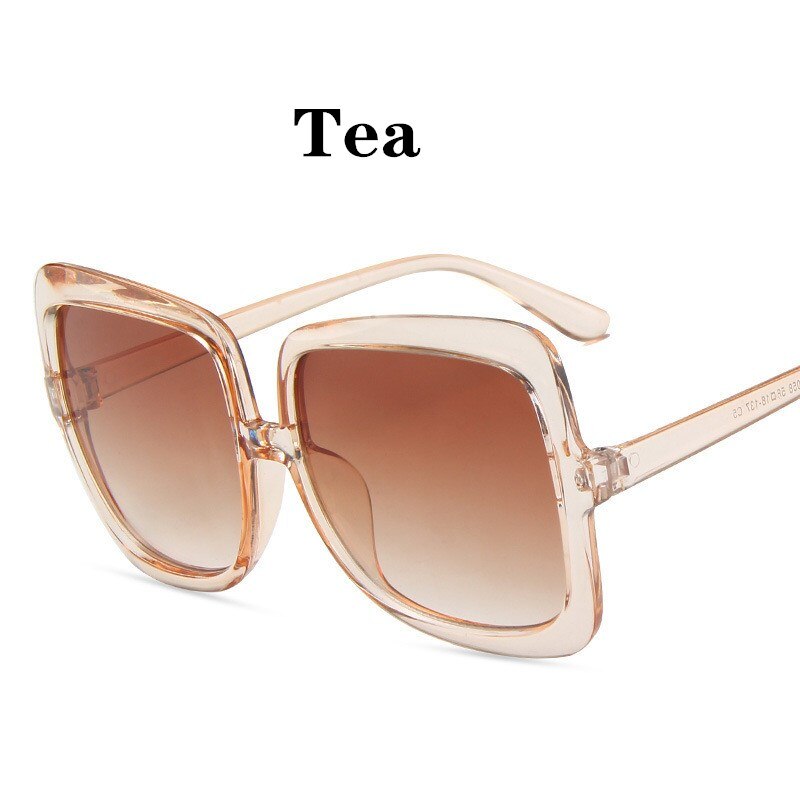 Women Oversized Sunglasses Vintage Brand Plastic Frame Colorful Sun Glasses UV400 Lentes De Sol Mujer: Tea