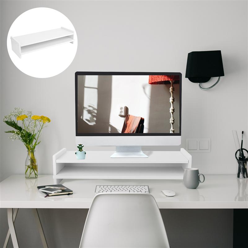 1Pc Dubbele Lagen Computer Monitor Rack Huishoudelijke Tv Plank Screen Plank Desktop Kantoor Hoogte Verhogen Beugel