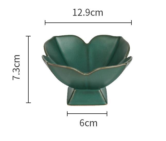 Green Glaze High Fruit Bowl Ceramic High Sashimi Plate Tea Plate Decoration: D
