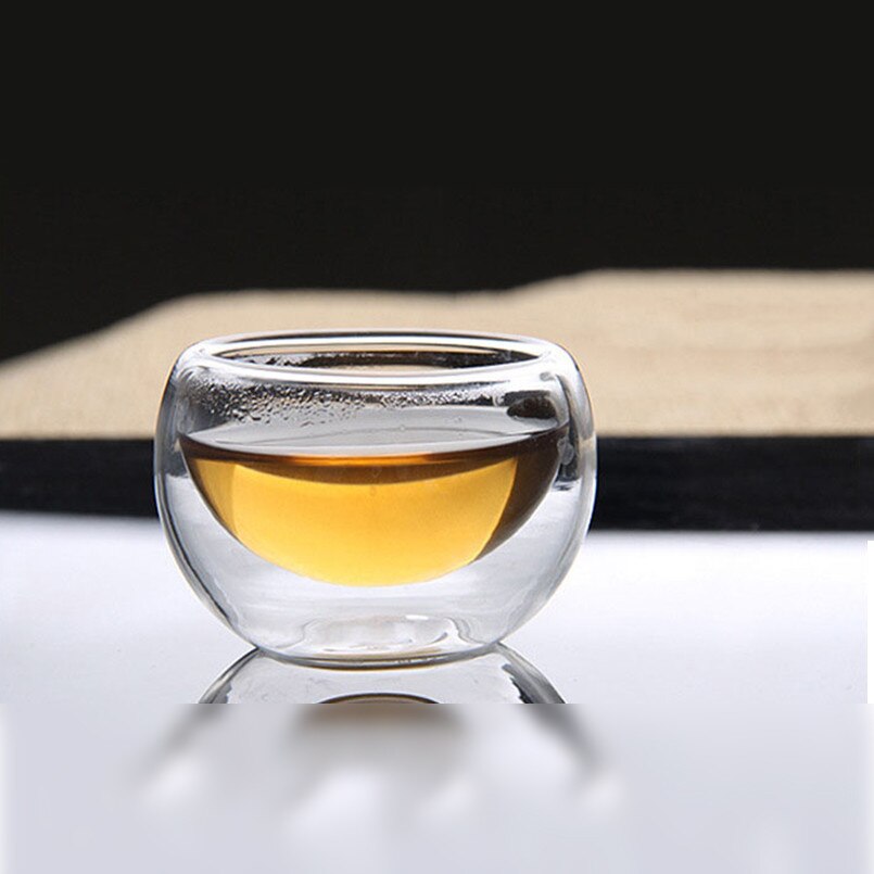 Dubbellaagse beker 40ml transparante, hittebestendige dubbele glazen bekers, dubbelwandige glazen theekopjes, wijnglazen, thuis