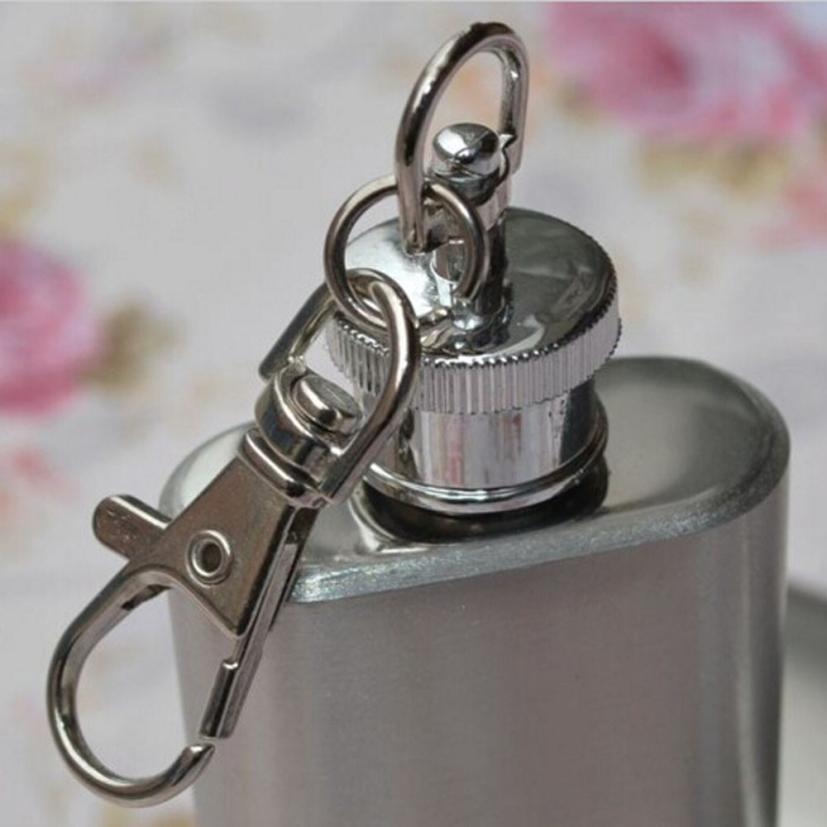 1 Pc Heupfles 2Oz Mini Rvs Heupfles Alcohol Flagon Met Sleutelhanger