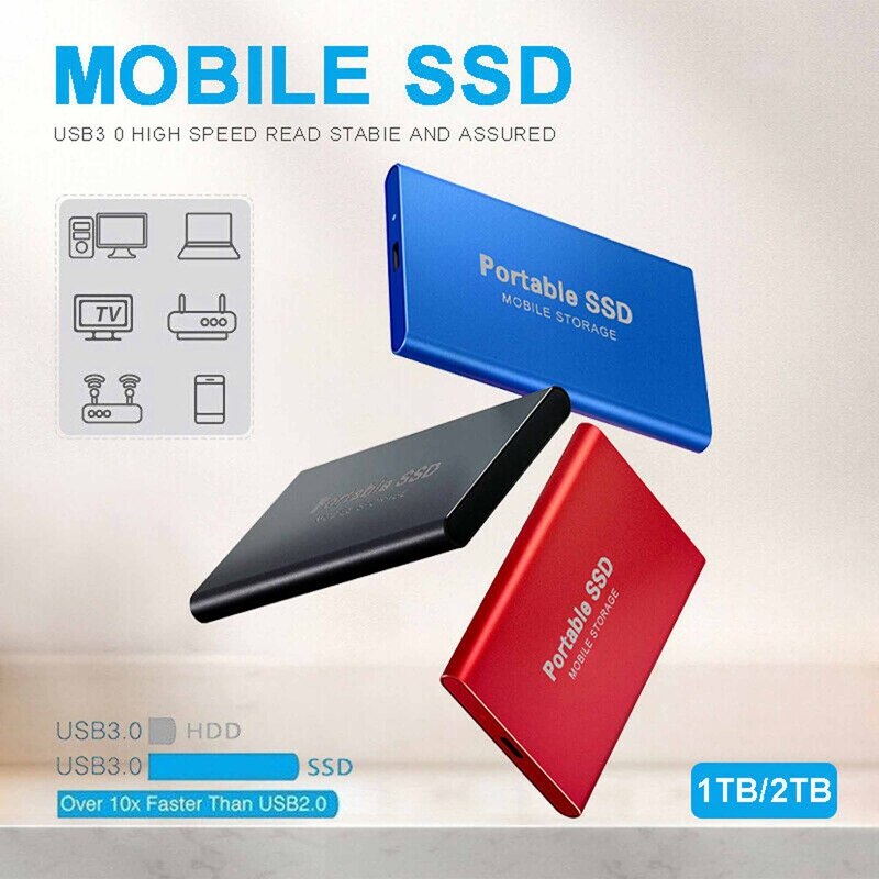 Disco duro externo SSD de 1TB, 2TB, tipo C, USB 3,0, de estado sólido, portátil, móvil