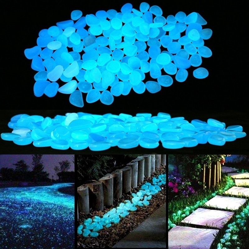 Glow in the Dark Tuin Pebbles Stenen voor Tuin en Walkways Decor, DIY Decoratieve Lichtgevende Stenen, pak van 100