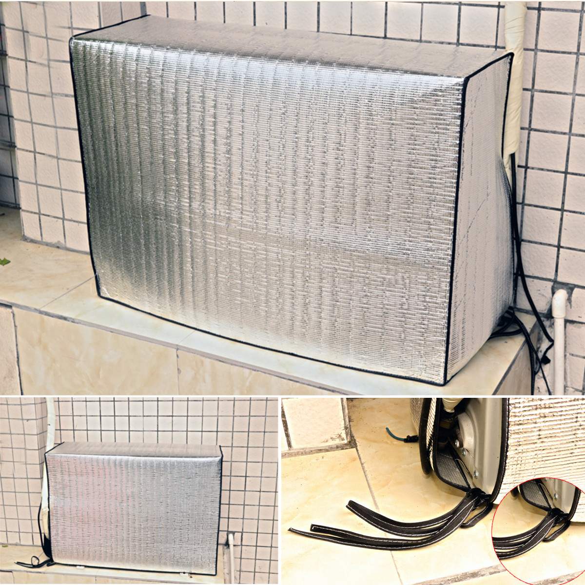 5 Sizes Air Conditioner Dust Cover Protector Double Sided Outdoor Hood External Waterproof Sunproof Clean Protective Cover
