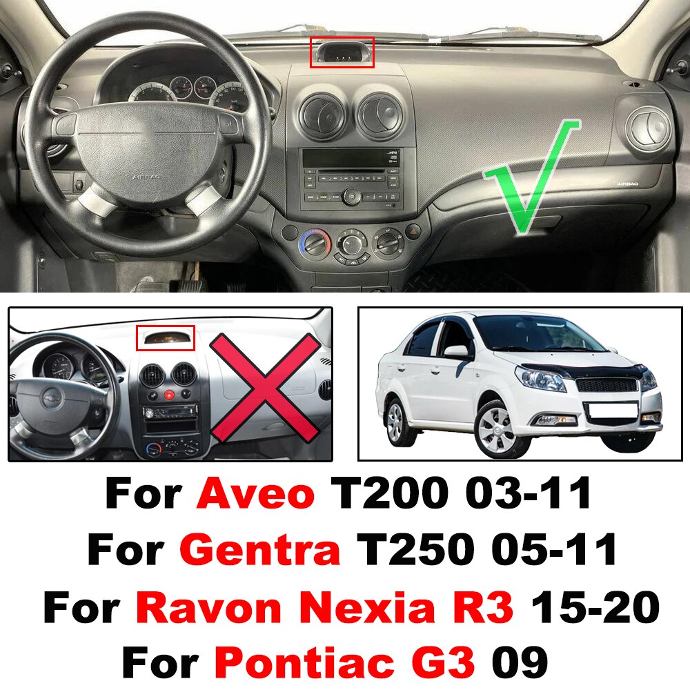 Xukey dla chevrolet Aveo T200 2003 - 2011 Daewoo Gentra T250 2005 - 2011 Ravon Nexia R3 2015 - 2020 Dashmat pokrywa deski rozdzielczej mata na deskę rozdzielczą