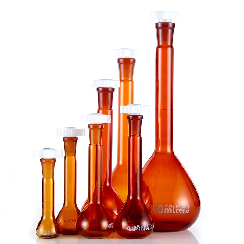 500ml brune målekolber med borosilikatglass med plastpropp kontorlaboratoriekjemi klar glassforsyning